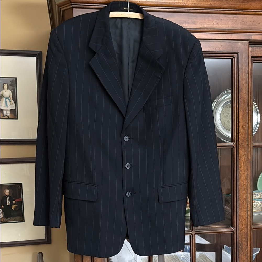 Men's Navy Blue Pinstripe Blazer